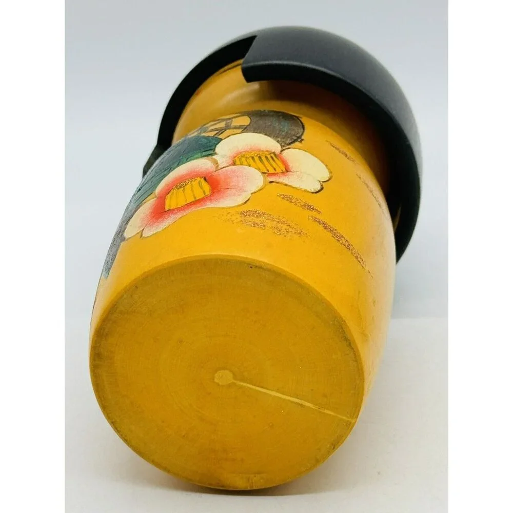 Japanese Creative Kokeshi‎ Wooden Doll Yuji Kawase Small Journey Floral 8 inch